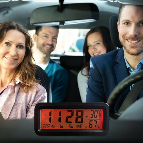 Solar Powered and USB Digital Car Dashboard Clock with Temperature and Humidity Display 1