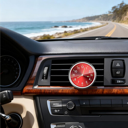 Car Dashboard Clock with Luminous Hands, Mini Quartz Analog Design for Vent or Dashboard, Gold 2