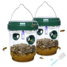 2 Pack Solar Powered Wasp Trap Outdoor Reusable Hanging Bee and Hornet Catcher for Garden