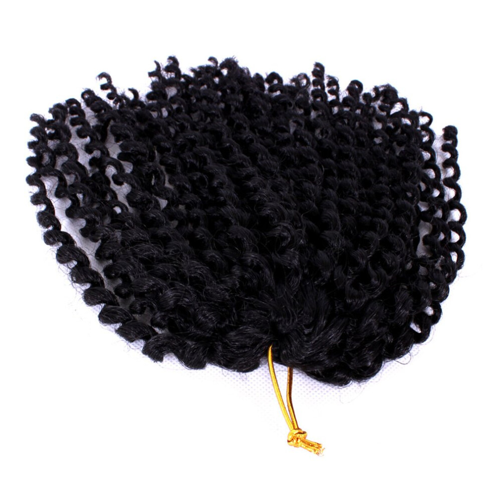 Unisex 8 Inch Afro Curly Crochet Braids Hair Extensions 1B Short Marleybob Heatstylable With Hook