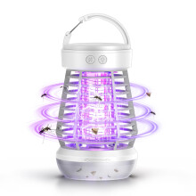 3 in 1 Electric Bug Zapper and Mosquito Killer Lamp with 2000V Grid for Indoor Outdoor Patio (White)