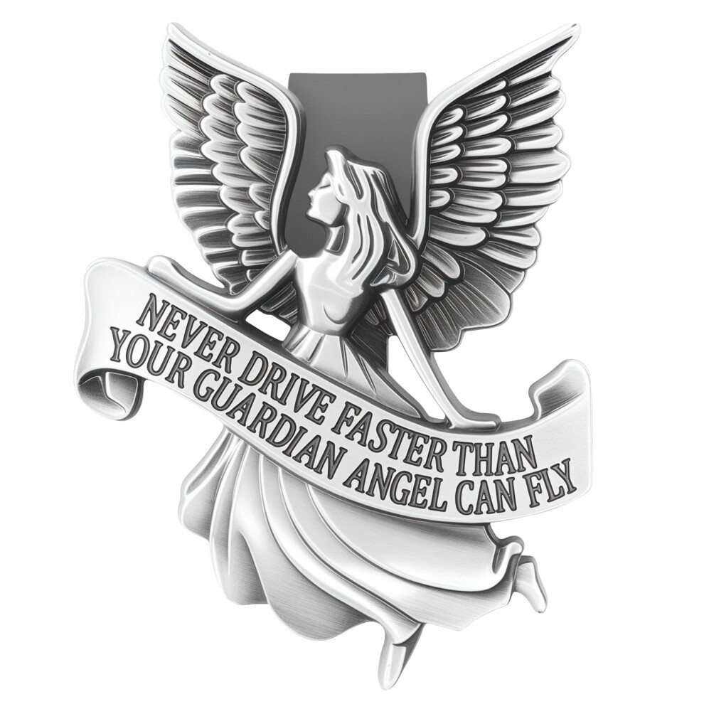Guardian Angel Car Visor Clip With Saint Christopher Medal, Durable Alloy, Gift For Drivers 9053599101345
