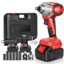 Cordless Impact Wrench 1/2 Inch Brushless Torque 280Nm 18V Set with 2 Batteries and LED Light
