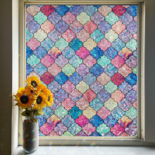 Privacy Window Film Rainbow Decorative UV and Heat Blocking Static Cling Glass Sticker 29.5x118