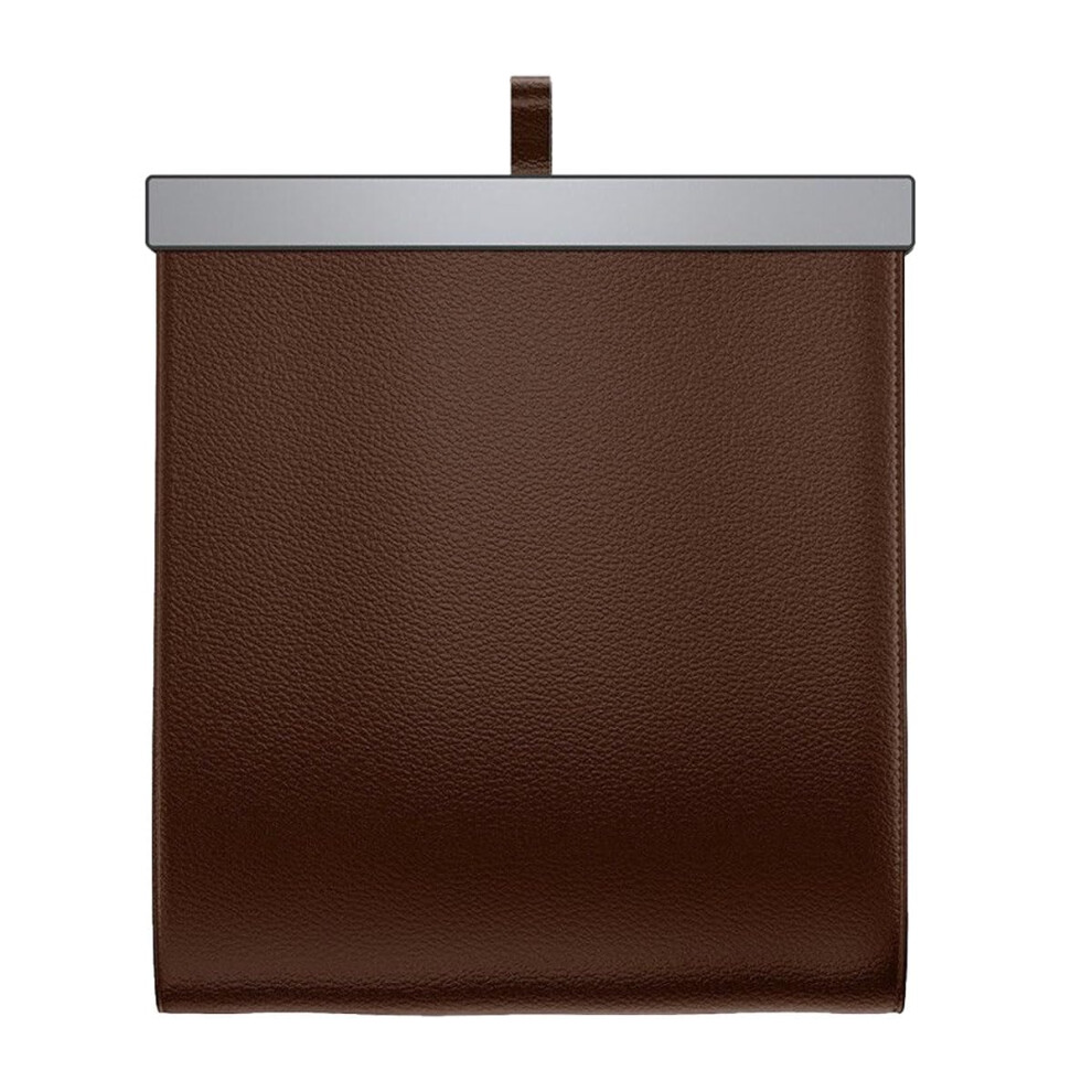 Car Trash Can Waterproof Pu Leather Foldable Garbage Bin With Magnetic Closure Large Capacity Brown 9455672774765