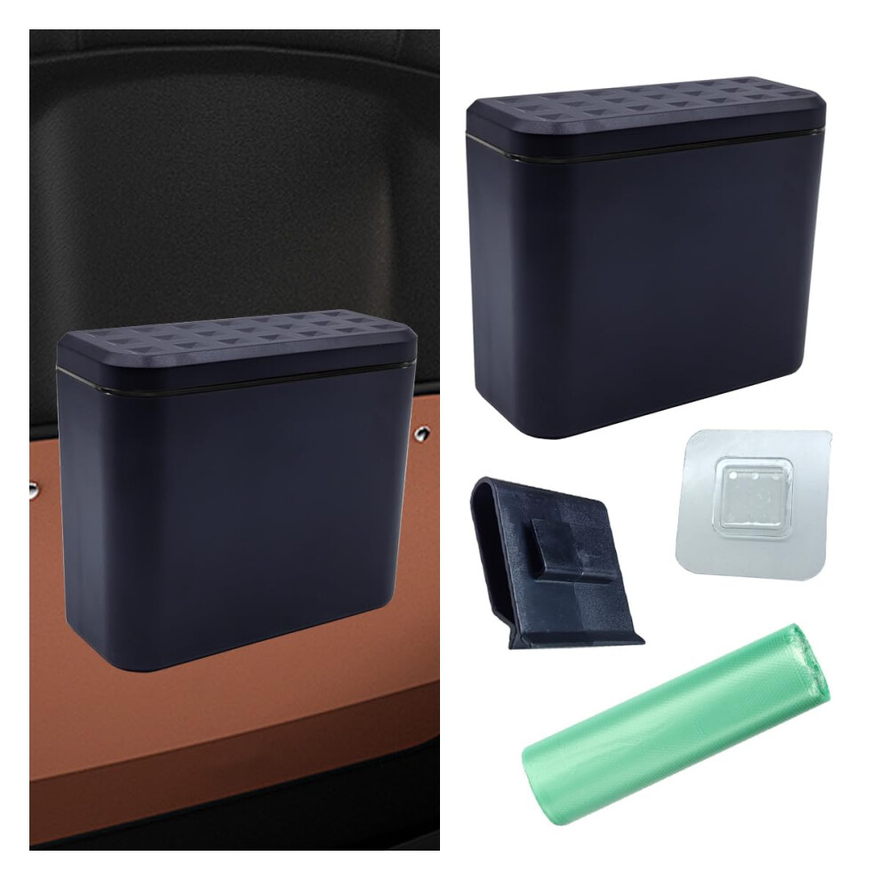 Waterproof Car Trash Can With Lid, Compact Hanging Leakproof Garbage Bin For Vehicle, Black 9455672774925