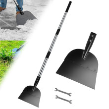 Heavy Duty Steel Snow Shovel and Ice Scraper, Adjustable Long Handle, DualPurpose Cutting Edge for Sidewalk and Driveway