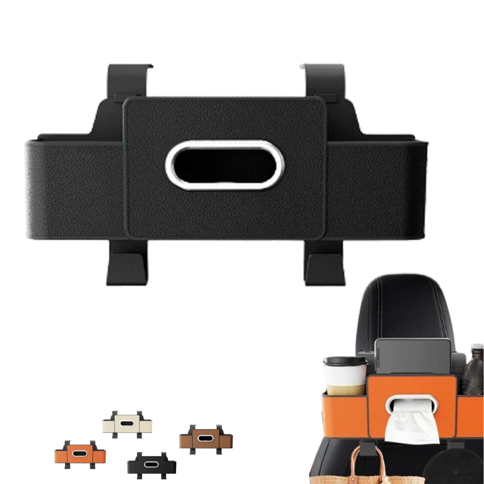 3In1 Leather Car Backseat Organizer With Cup Holders, Tissue Box And Hooks Â Black 9455672776240