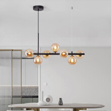 Modern Chandelier 7Light Globe Ceiling Light Fixture, Gold Sputnik Pendant for Kitchen Island and Bedroom