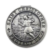 St Christopher Car Visor Clip – Durable Metal Travel Talisman for Safe Driving, Gift for Drivers