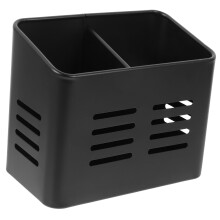 Stainless Steel Chopstick Holder with Dual Compartments and Drain, Kitchen Utensil Organizer Black