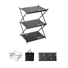 Camping Tableware Storage Rack Aluminum Alloy Detachable Hanging Shelf with Panel Hole for Outdoor BBQ Picnic