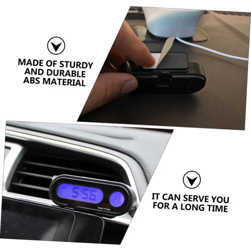 Car Dashboard Clock with Thermometer LCD Display Luminous Night View Battery Operated 1