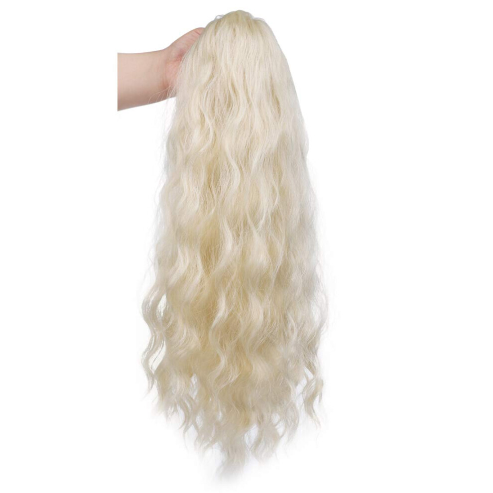 Ponytail Hair Extensions 24 Inch Long Wavy Blonde Synthetic Hairpiece, Tangle, All Colors