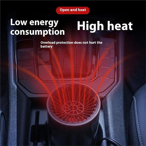 12V Car Heater and Windshield Defogger Fast Heating Dual Function with Suction Mount Universal Fit 2