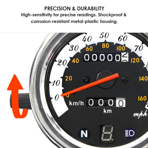 Motorcycle Speedometer with Dual Odometer LCD Backlight Gear Display Universal Durable Gauge 2
