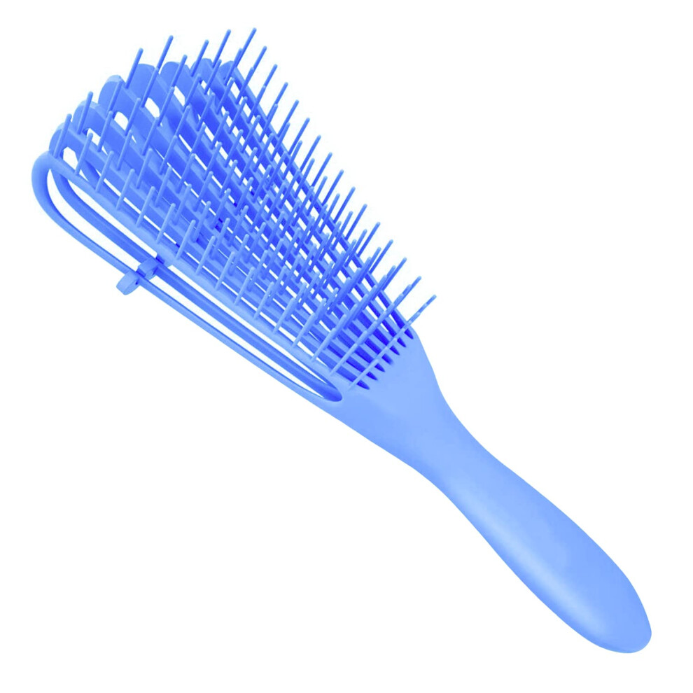 Blue Detangling Brush For Curly Afro Hair 3A To 4C With Adjustable Bristle Tension And Scalp Massage