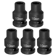 5pcs Metric Impact Socket Set 10mm 6 Point 1/2 Inch Drive 38mm Long CrMo Steel for  Torque