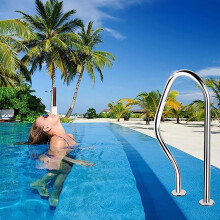 304 Stainless Steel Pool Handrail for Inground Pool, Rustproof Heavy Duty Stair Rail with Stable Welded Base