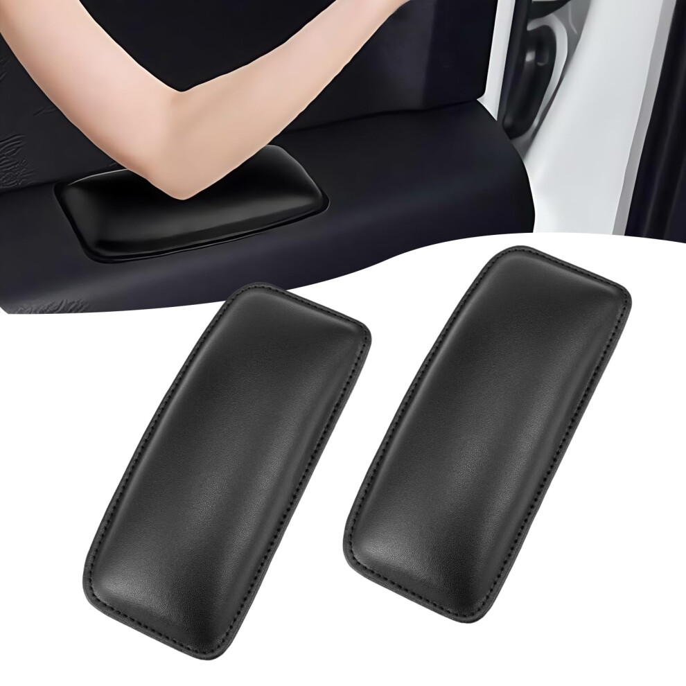 2Pcs Car Armrest Cushion Leather Memory Foam Pad For Center Console Elbow And Knee Support Black 9455672777445