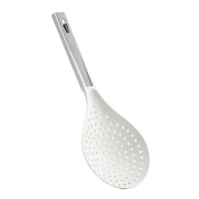 Heat Resistant Kitchen Strainer with Long Handle, Large Skimmer Spoon for Frying Pasta Vegetables 35cm Green