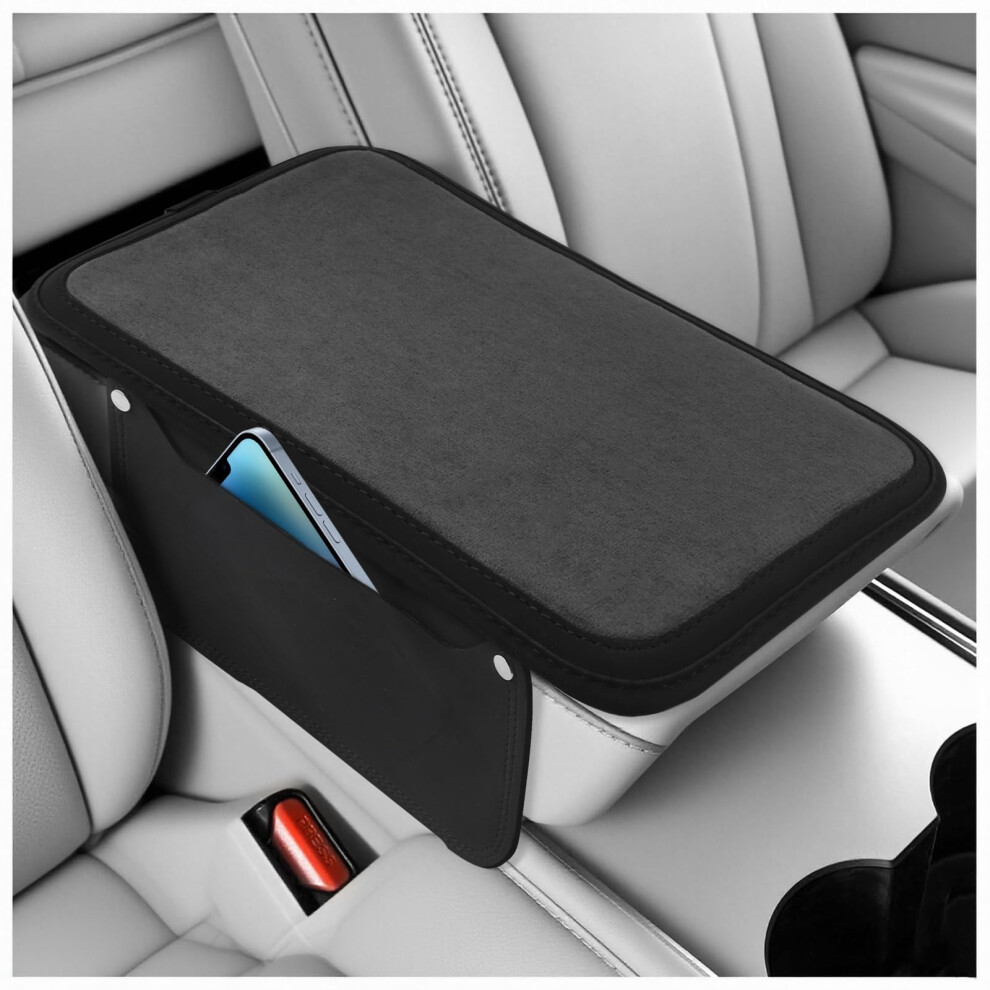 Upgraded Soft Furry Car Armrest Cover With Side Pocket Storage And Antislip Base For Center Console 9455672777780