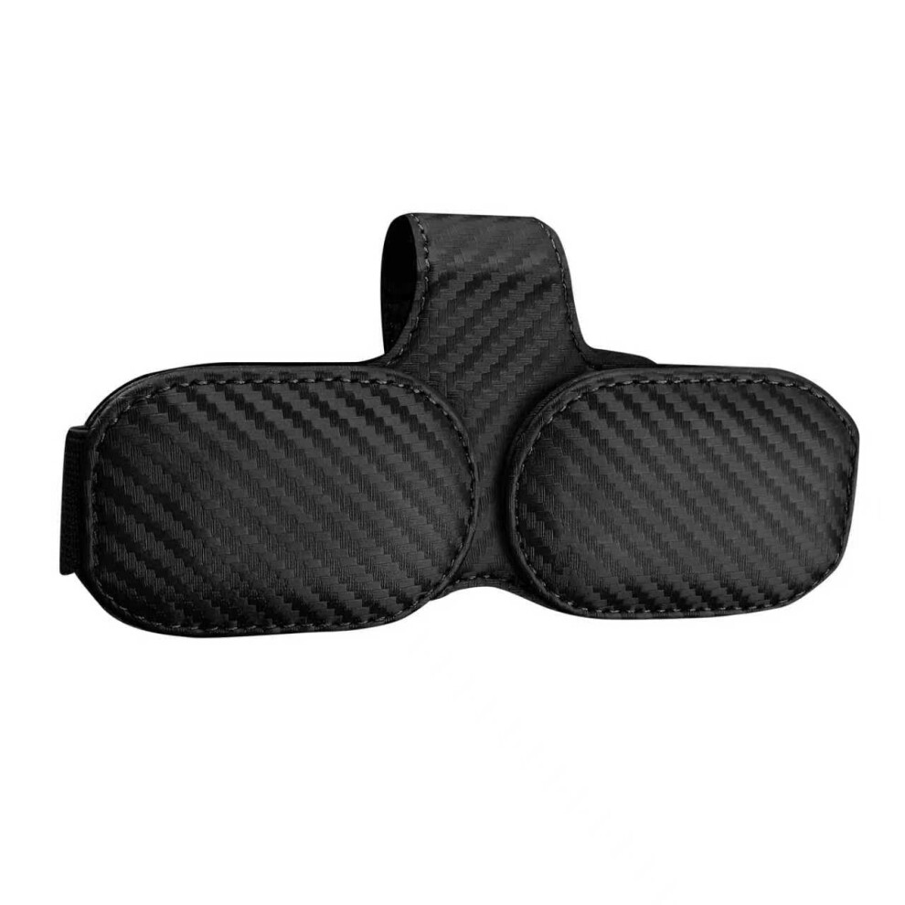 Car Sunglasses Holder Leather Sun Visor Glasses Clip With Scratch Grip Carbon Fiber Black 9455672778794