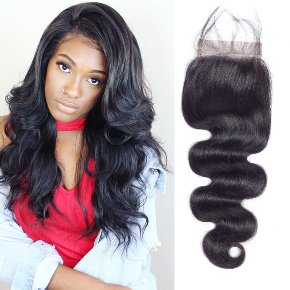 Brazilian Virgin Hair Lace Closure 4x4 Body Wave 8 Inch Natural Hairline Full Volume Density