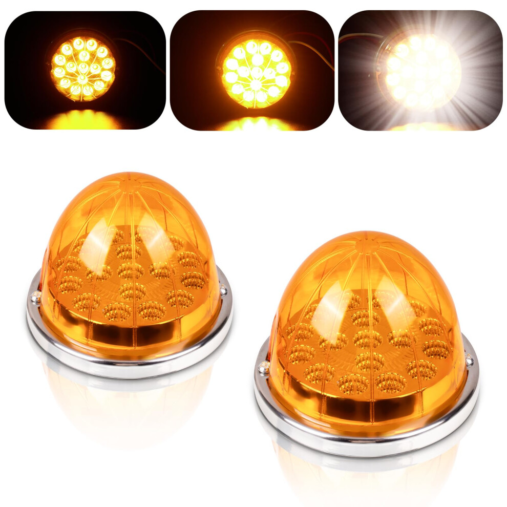 2Pcs Led Truck Marker Lights 17 Led Watermelon Ip67 Waterproof Stop Turn Signal For Semi Trucks Amber 9455672778848