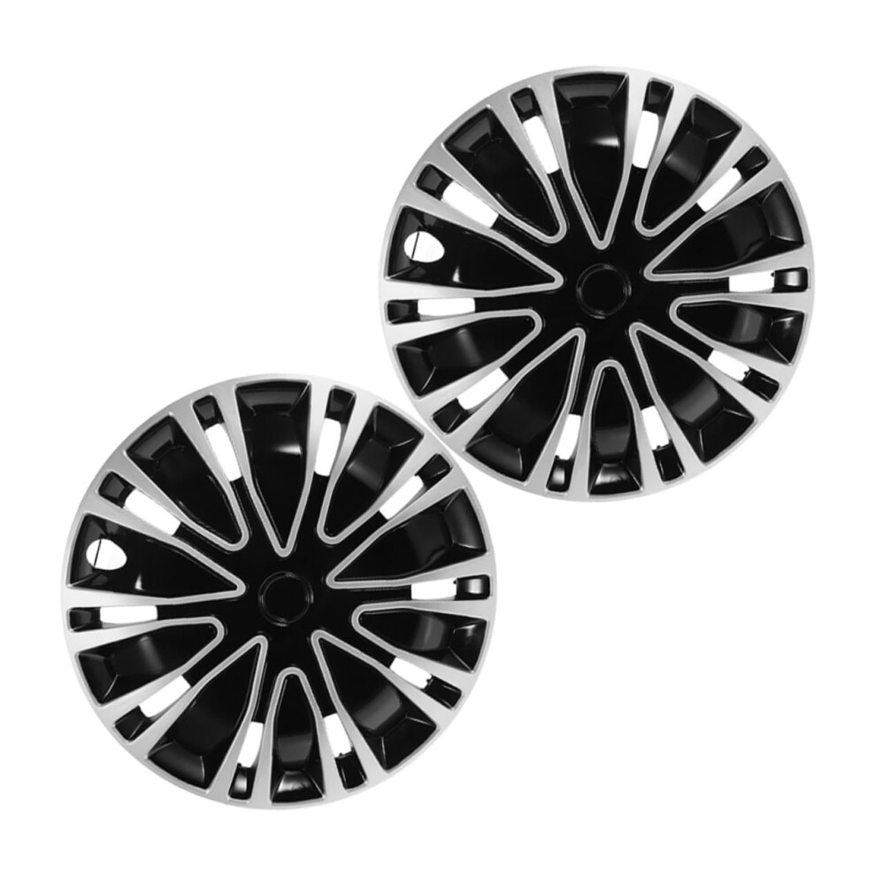 2Pcs Car Wheel Hubcaps With Rim Protectors, Universal Fit, Easy Diy Installation Silver/Black 9053599106722