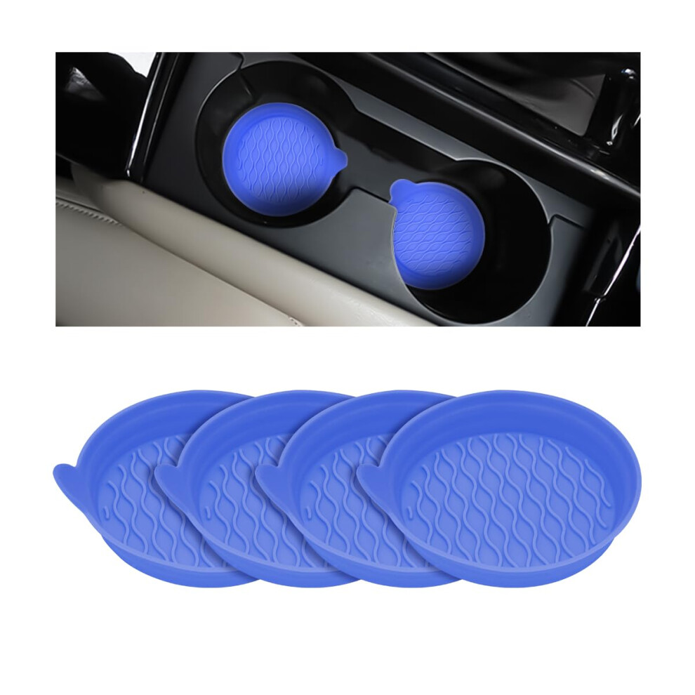 4Pcs Car Cup Holder Coasters, Nonslip Silicone Mats For Spillproof Universal Suv Truck Rv (Blue) Blue 9053599106890
