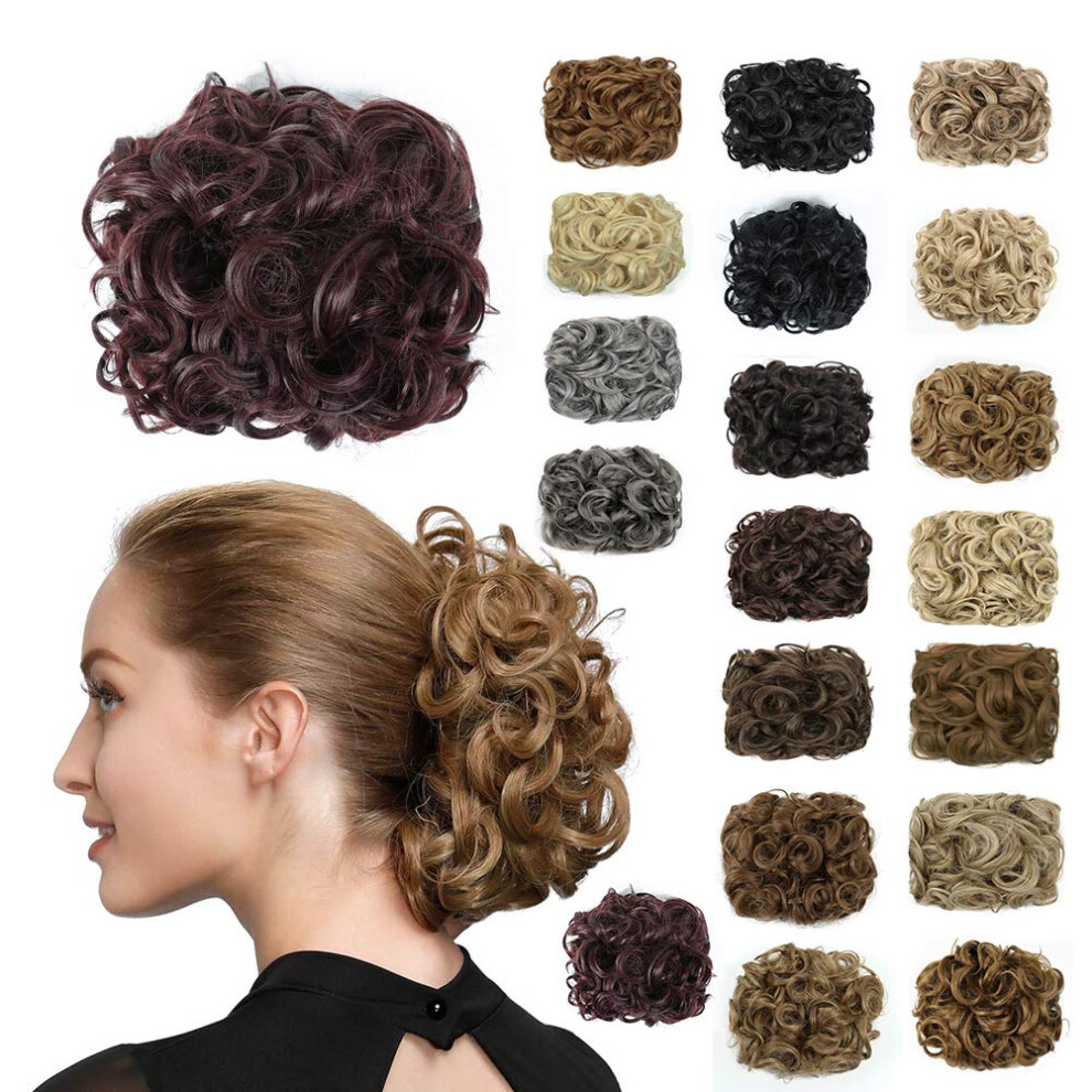 Unisex Ponytail Hair Extension With Messy Curly Hair Bun, Synthetic Wave Clip, Instant Volume Boost Q830#