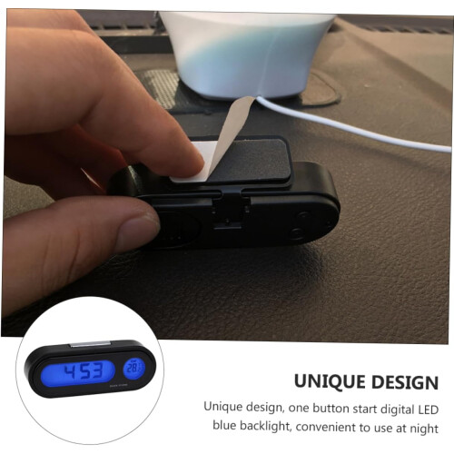 Luminous Car Dashboard Clock with Thermometer LED Blue Backlight Accurate Temperature Display 2
