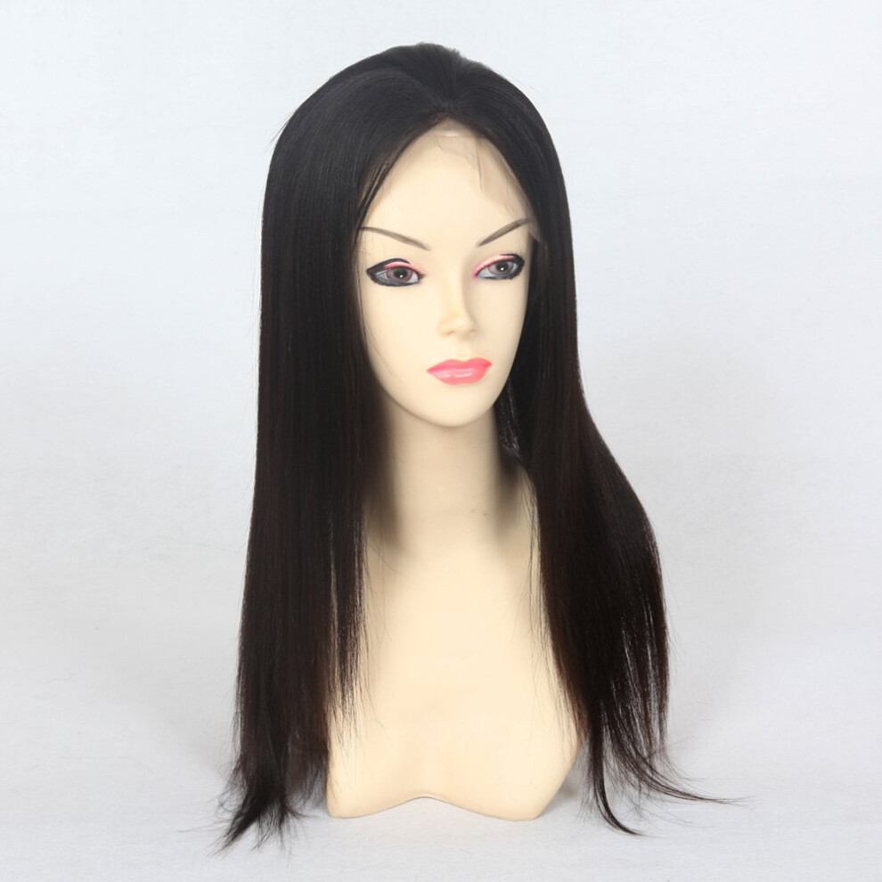 Unisex Human Hair Full Lace Wig 16 Inch Virgin Malaysian Hair Natural Hairline With Baby Hair