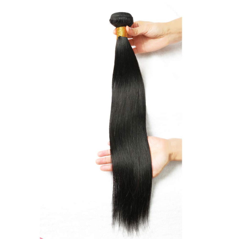 Brazilian Virgin Remy Hair Bundles 18 Inch Straight Natural Black Human Hair Extensions