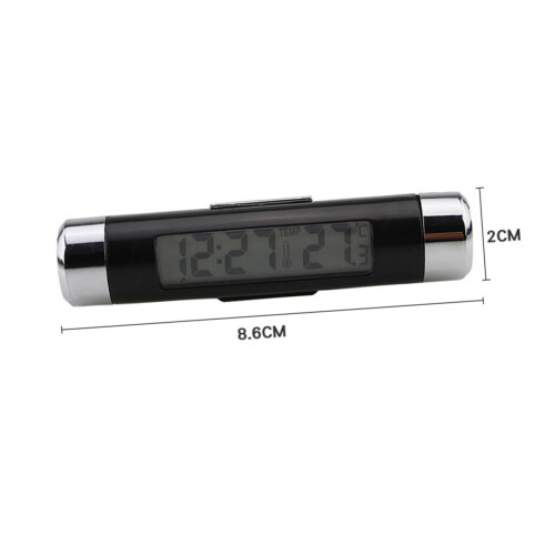 Car Digital Thermometer with Clock 2 in 1 LCD Blue Backlight Easy Dashboard Installation 1