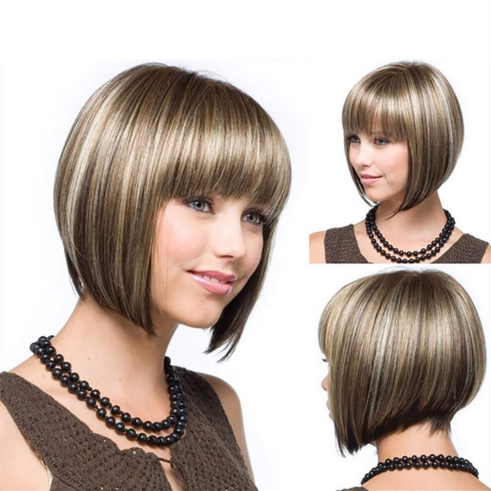 Gradient Color Short Bob Human Hair Wig for Women, Natural Soft Texture, Heat Styling Ready