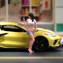 1/64 Scale Summer Girl Taking Selfie Hand Painted PVC Miniature Figure for Diorama Display