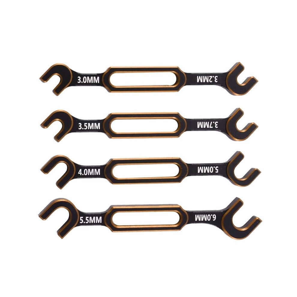 4Pcs Compact Wrench Set, 4 Metric Sizes, Durable Visibility Finish For Rc Car Axial Scx10, Yellow Black 9174973449409