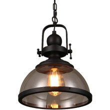 Industrial Pendant Light Retro Glass Black Metal E27 Ceiling Fixture for Kitchen Island Dining