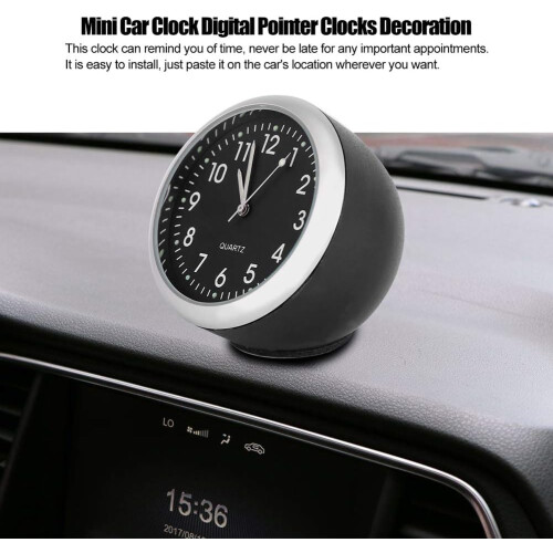 Car Dashboard Clock with Luminous Quartz Display, ScratchResistant Glass and Adhesive Mount 1