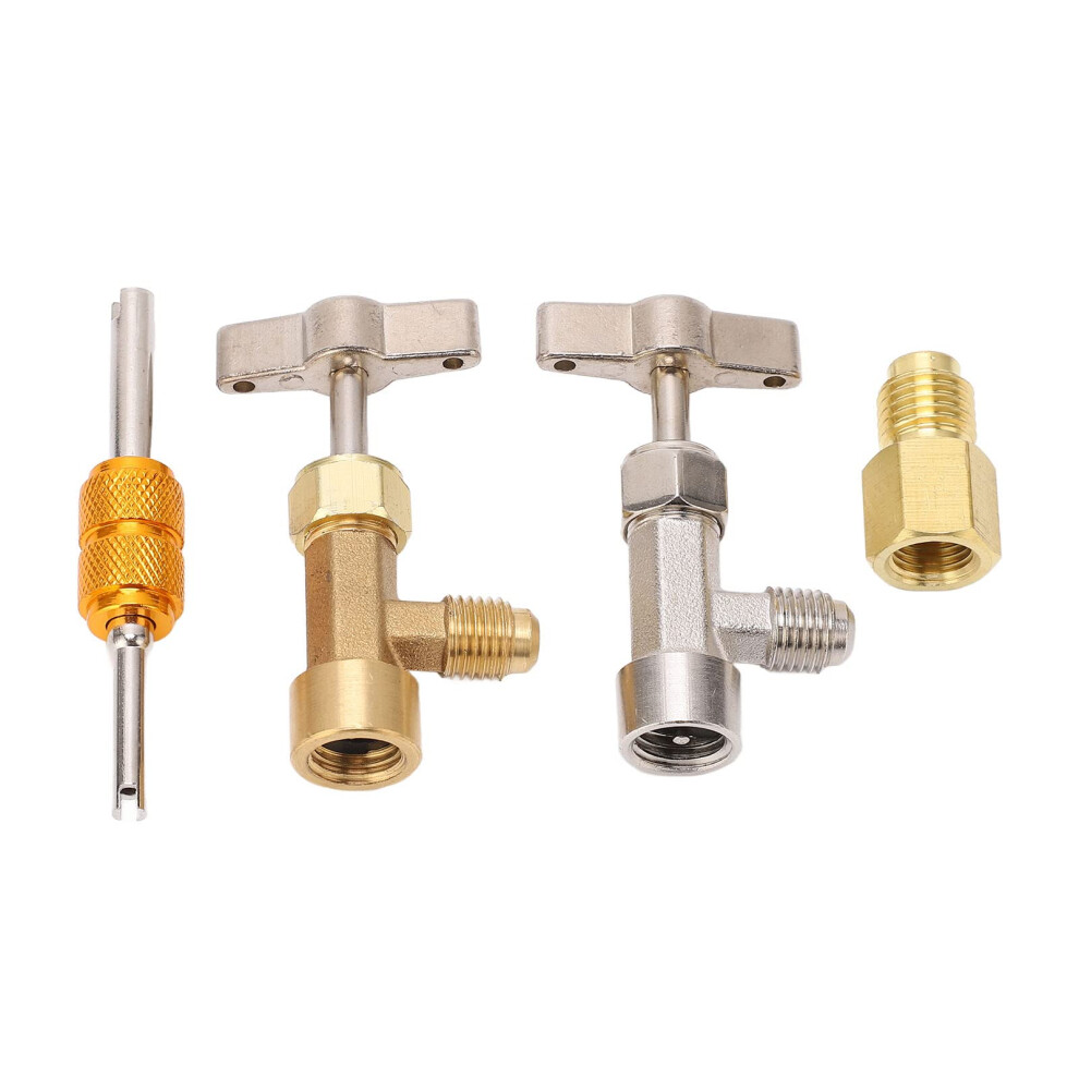 R134a Can Tap With Core Removal Tool, Brass Ac Refrigerant Adapter Kit For Automotive 9455672782371