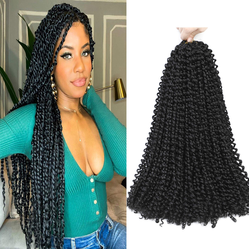 Unisex 24 Inch Passion Twist Crochet Hair Extensions 1B Color Water Wave Synthetic Braiding Hair