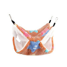 Ferret Hammock Double Layer Super Soft Fleece Warm Hanging Bed for Small Pets Brown 2PCS 34x34cm