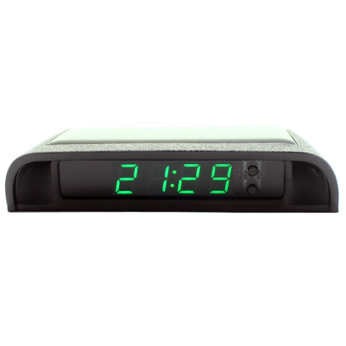 Car Digital Dashboard Clock Solar Powered with Time Date Temperature Display 12V 24V Black