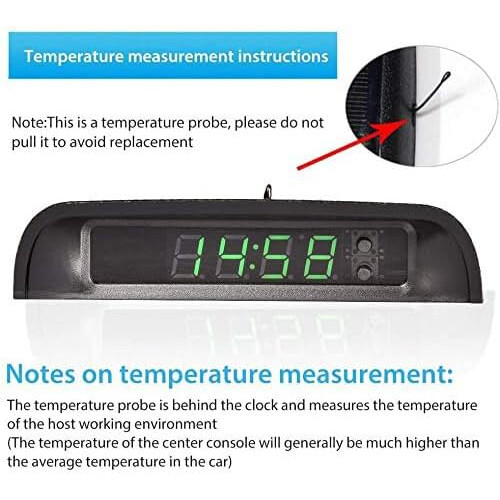 Car Digital Dashboard Clock Solar Powered with Time Date Temperature Display 12V 24V Black 2