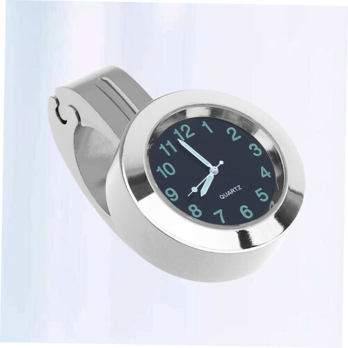 2pcs Motorcycle Handlebar Clock with Night Light, Waterproof Aluminum Alloy, Easy Install, Silver 1