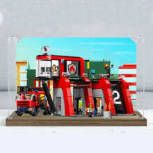 Clear Dustproof Acrylic Display Box for 60414 Fire Station, UVResistant Showcase with Snap Assembly