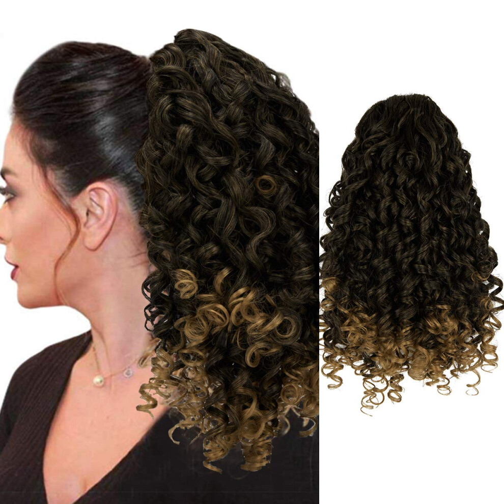 Curly Drawstring Ponytail for Black Women 14 Inch Synthetic Extension Natural Texture T1B27