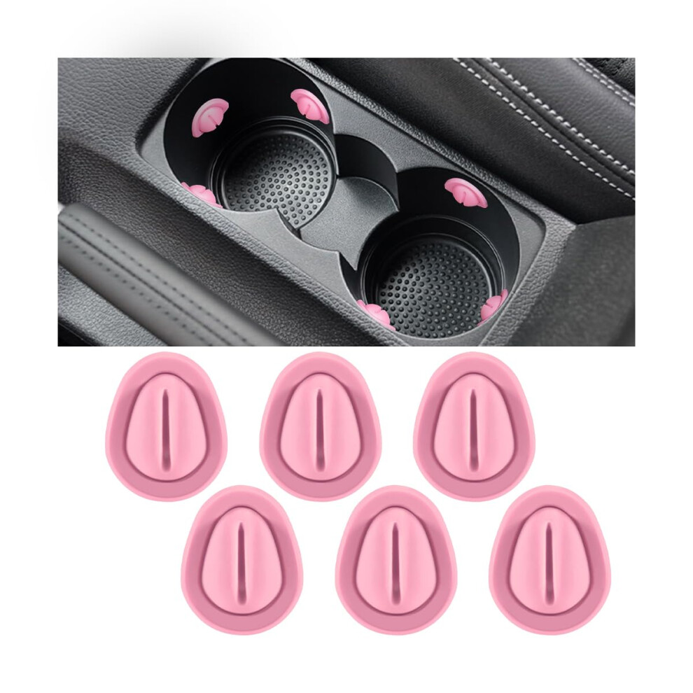 Car Cup Holder Insert 6Pcs Silicone Antishake Nonslip Bottle Stabilizer Universal Fit Pink 9455672785778